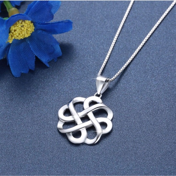 #88 | 925 Sterling Silver Good Luck Polished Celtic Knot Cross Pendant Necklace - Picture 3 of 5